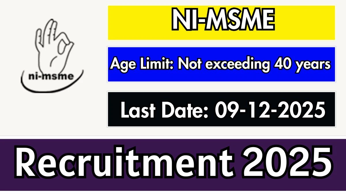 NI-MSME Associate Faculty Member Recruitment 2025 - Apply Online for 3 Posts