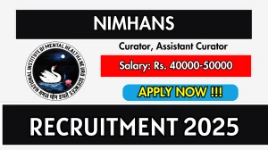 NIMHANS Recruitment 2025 - Apply Offline for 02 Curator, Assistant Curator Posts NIMHANS Recruitment 2025 - Apply Offline for 02 Curator, Assistant Curator Posts