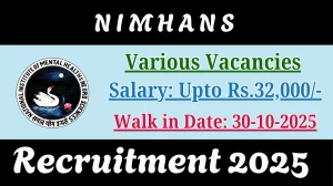 NIMHANS Recruitment 2025 – Walk in for 03 Technical Assistant cum Supervisor, Project Assistant and More Posts
