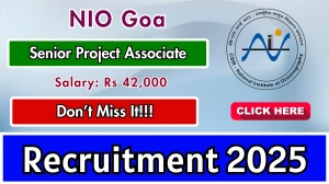 NIO Goa Senior Project Associate Recruitment 2025 - Apply Online for 01 Posts