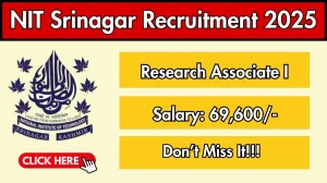 NIT Srinagar Research Associate I Recruitment 2025 - Apply Offline