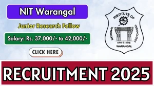 NIT Warangal Junior Research Fellow Recruitment 2025 - Apply Offline for 01 Posts