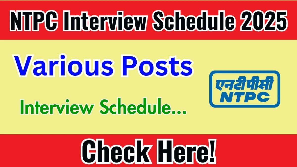 NTPC Various Posts Interview Schedule 2025 Announced Check Date Details at ntpc.co.in