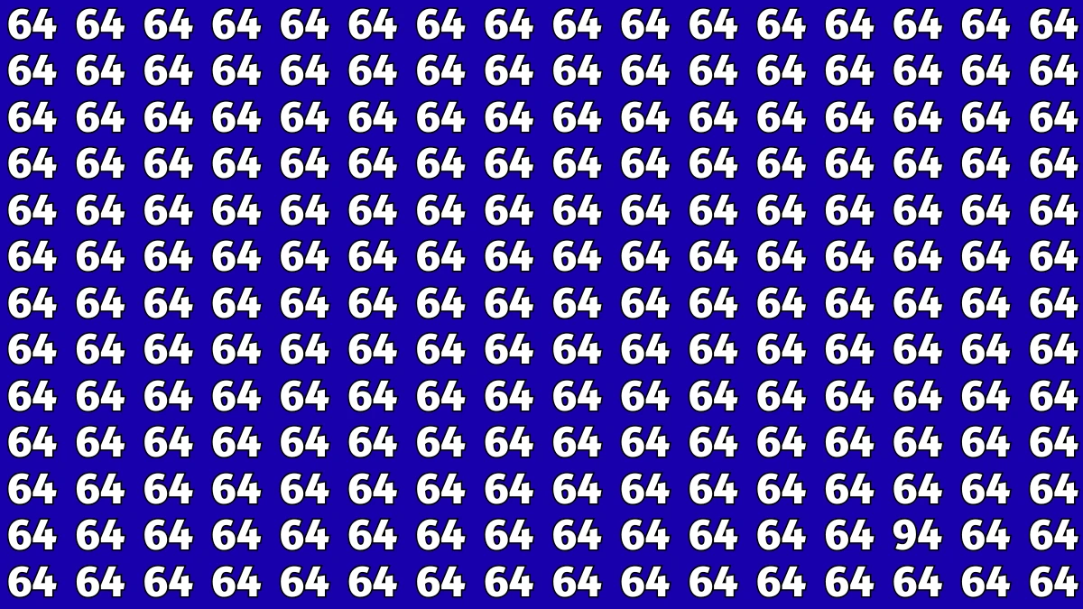 Observation Find it Out: Within 6 Seconds Spot The Number 94 among 64