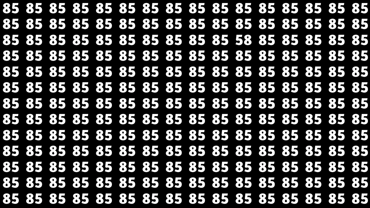 Observation Find it Out: Within 9 Seconds Spot The Number 58 among 85