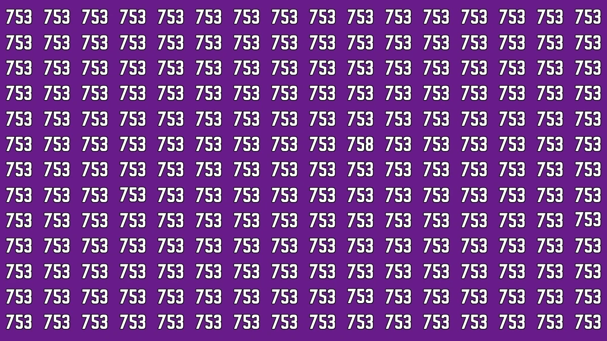 Optical Illusion 7 Challenge: Only People with Eagle Eyes Can spot the Number 758 among 753