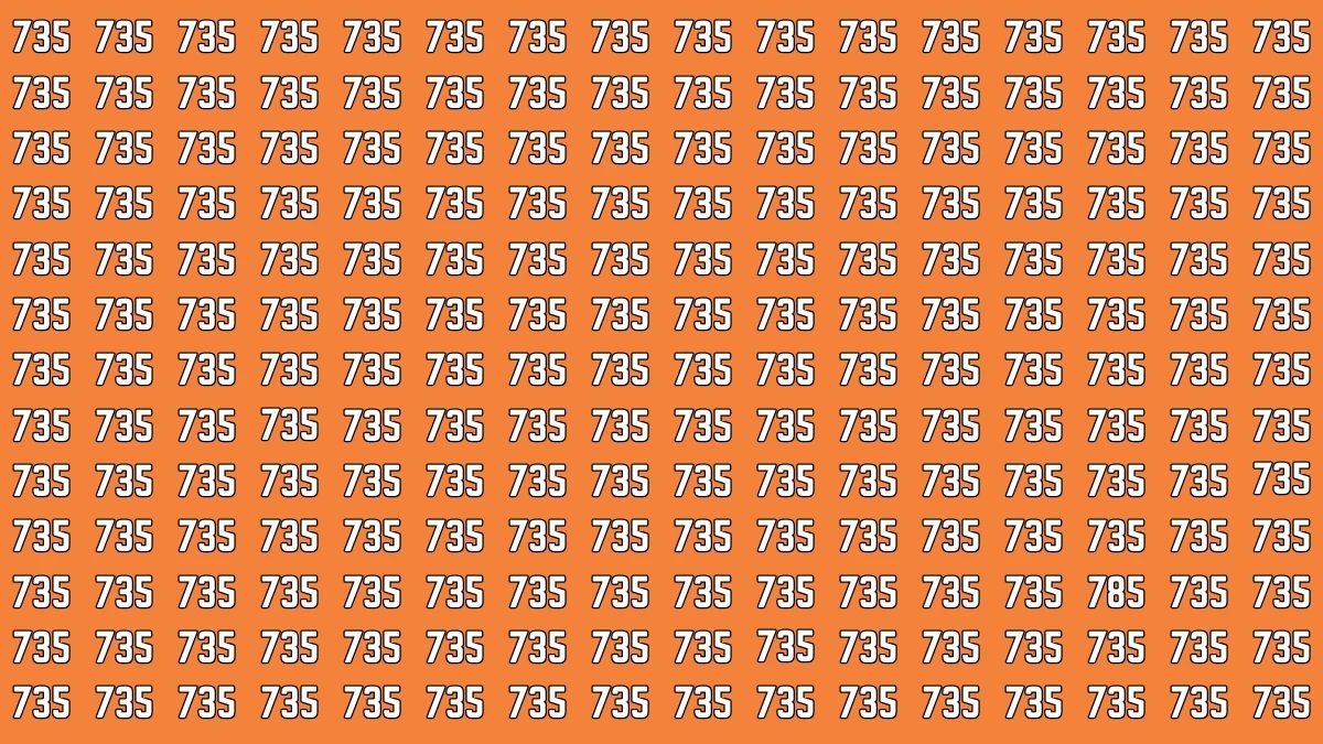 Optical Illusion 7 Challenge: Only People with Eagle Eyes Can spot the Number 785 among 735