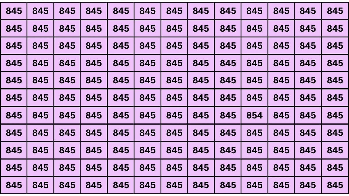 Optical Illusion 7 Challenge: Only People with Eagle Eyes Can spot the Number 854 among 845 Optical Illusion 7 Challenge: Only People with Eagle Eyes Can spot the Number 854 among 845