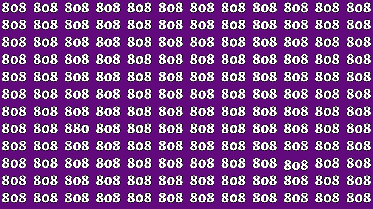 Optical Illusion 7 Challenge: Only People with Eagle Eyes Can spot the Number 880 among 808