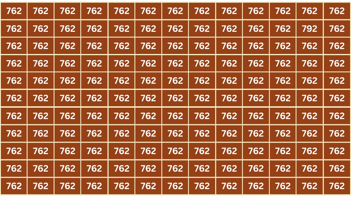 Optical Illusion 7 Seconds Challenge: Only People with Eagle Eyes Can spot the Number 792 among 762
