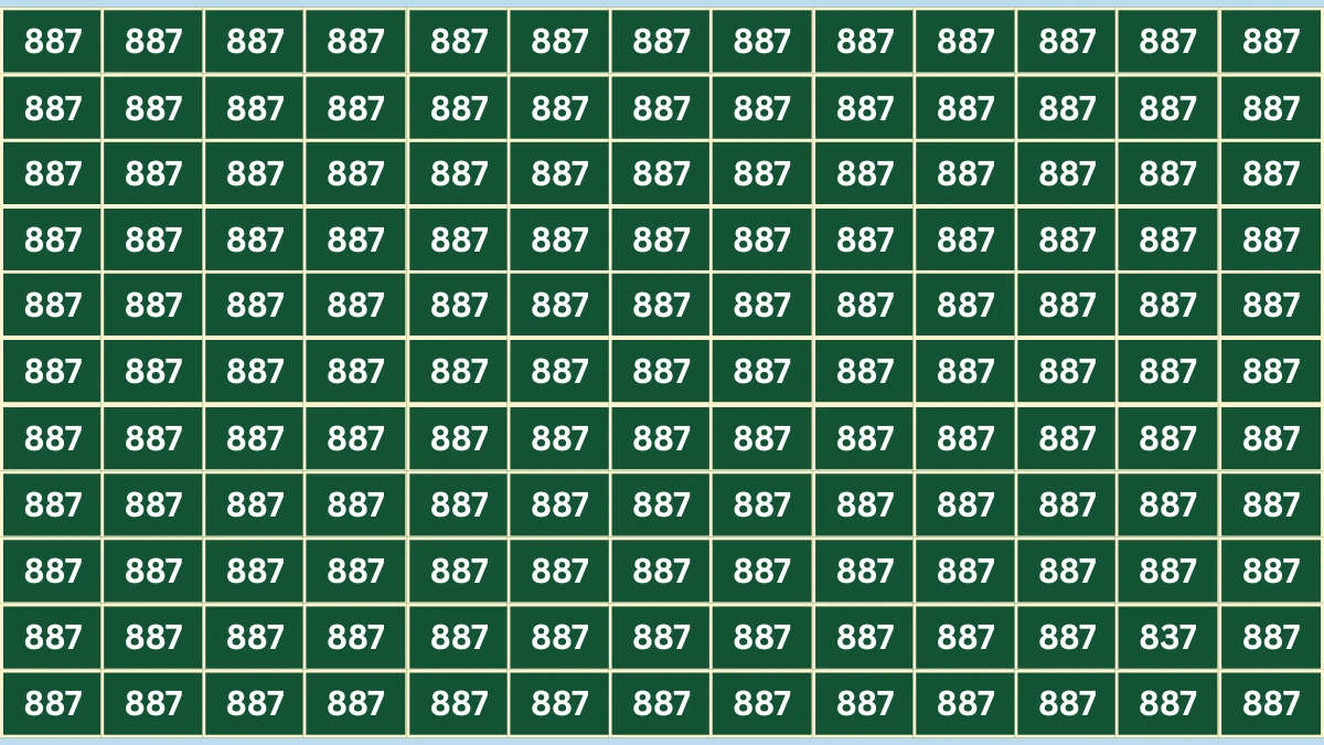 Optical Illusion 7 Seconds Challenge: Only People with Eagle Eyes Can spot the Number 837 among 887