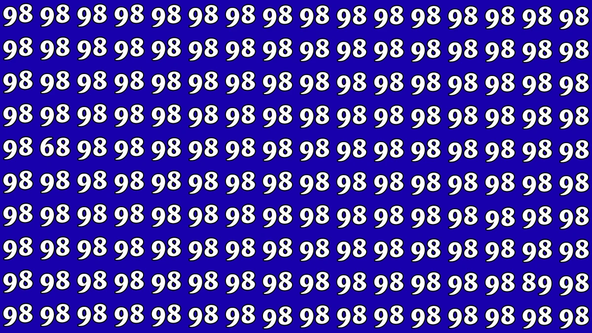 Optical Illusion Challenge: Can You Spot the Numbers 68 and 89 Among the 98s in 6 Seconds?