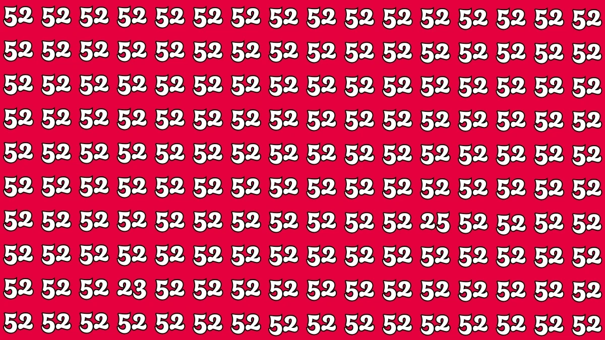 Optical Illusion Eye Test Challenge: Within 7 Seconds Spot The Number 25 and 23 among 52