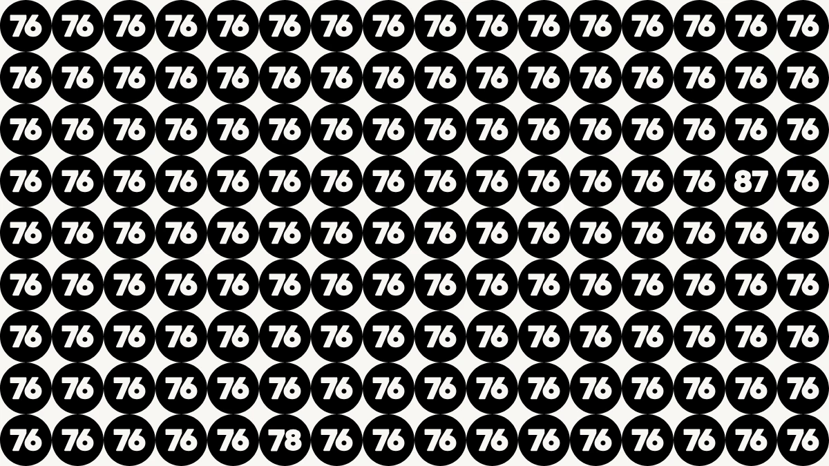 Optical Illusion Eye Test Challenge: Within 7 Seconds Spot The Number 78 and 87 among 76