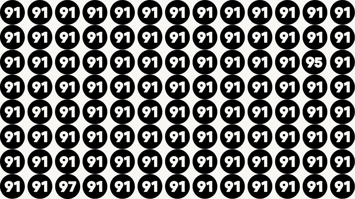 Optical Illusion Eye Test Challenge: Within 9 Seconds Spot The Number 95 and 97 among 91