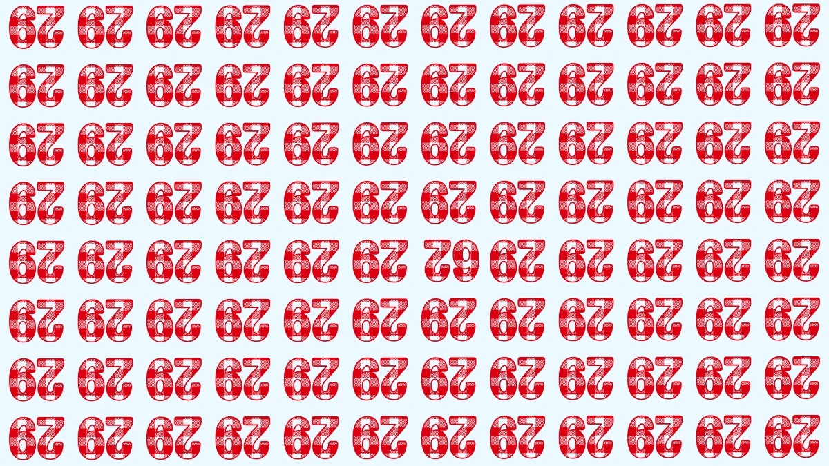 Optical Illusion IQ Test: Are You A Genius? Within 8 Seconds Spot The Inverted 62 among Inverted 29