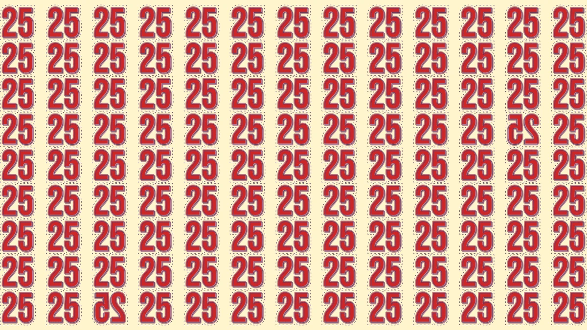 Optical Illusion: Only People with Eagle Eyes Can Spot the Inverted 25 among 25