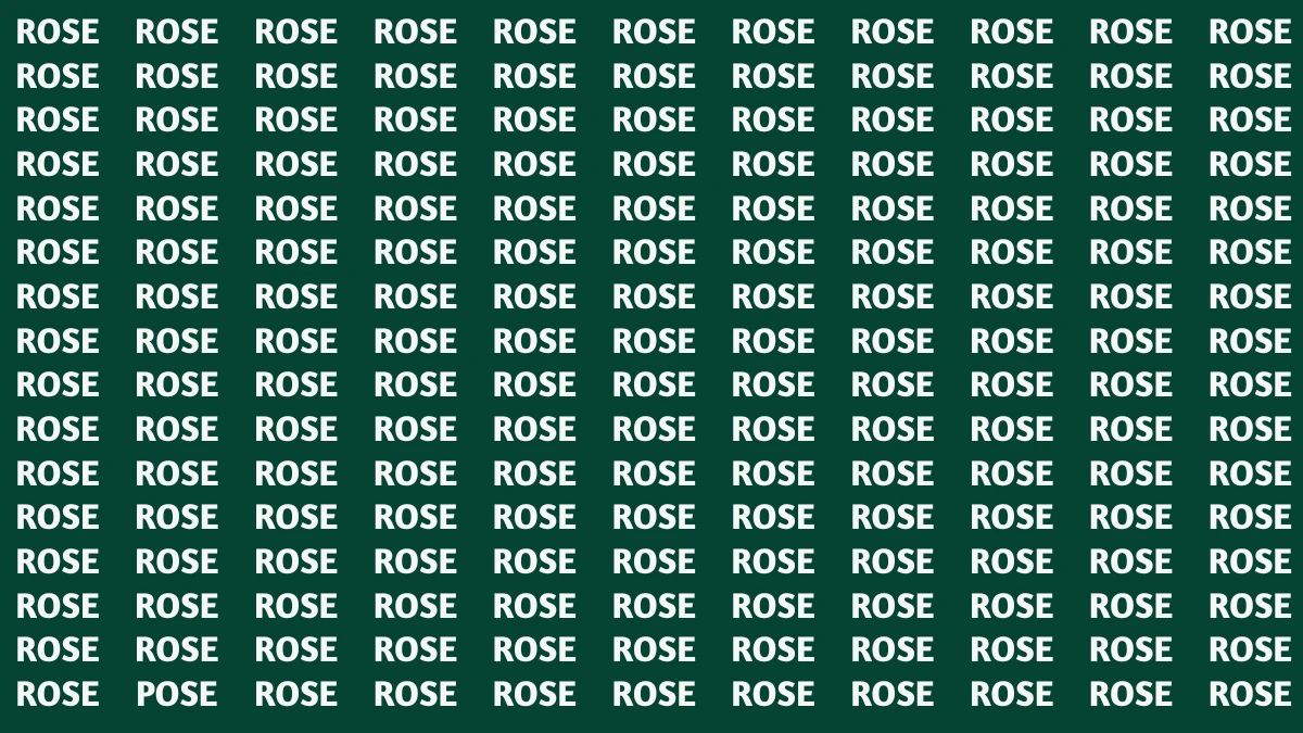 Optical Illusion Visual Test: Within 5 Seconds Spot The Word POSE among ROSE