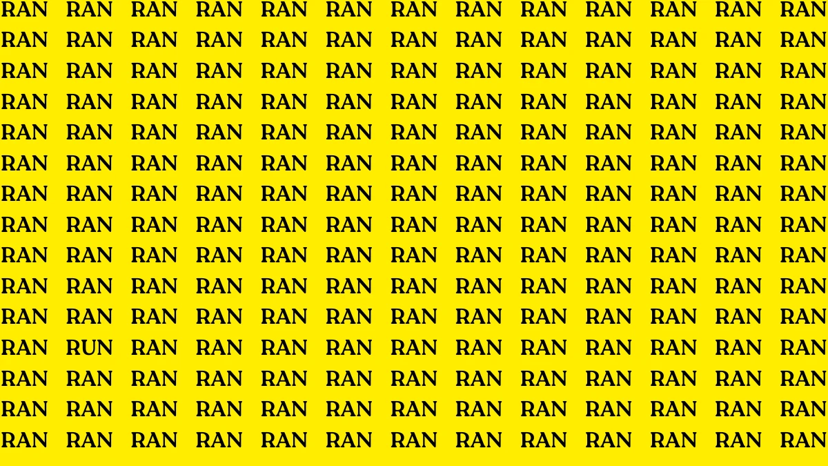 Optical Illusion Visual Test: Within 5 Seconds Spot The Word RUN among RAN