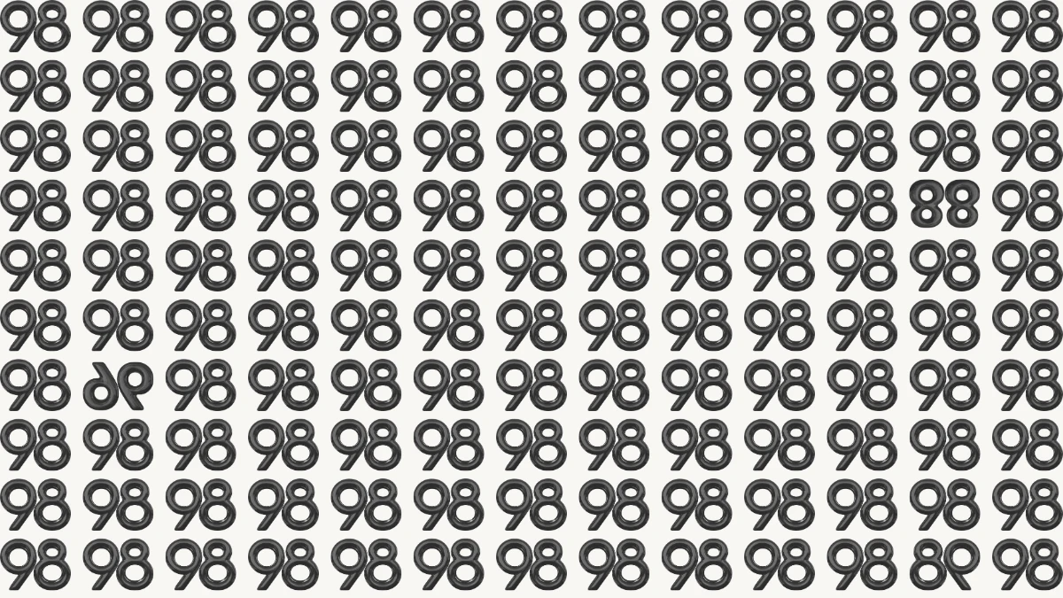 Optical Illusion: Within 10 Seconds Spot The 3 Inverted Numbers among 98s