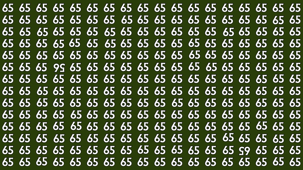 Optical Illusion: Within 6 Seconds Spot The Inverted 65 and 56 among 65