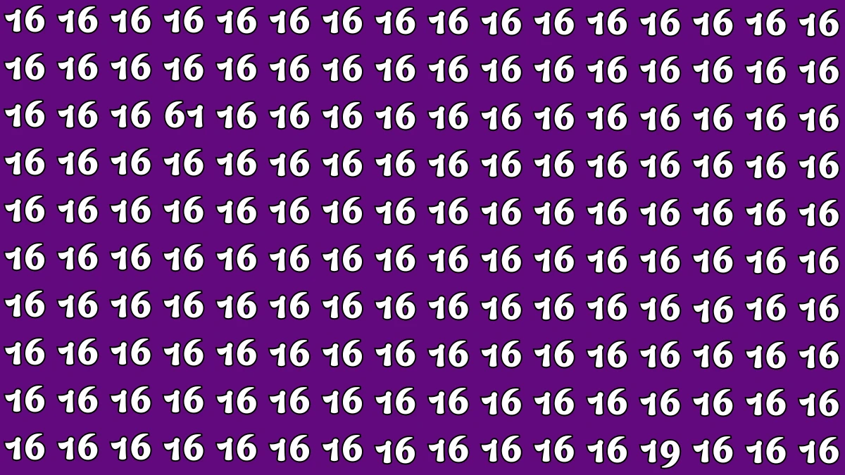 Optical Illusion: Within 6 Seconds Spot The Number 61 and 19 among 16s