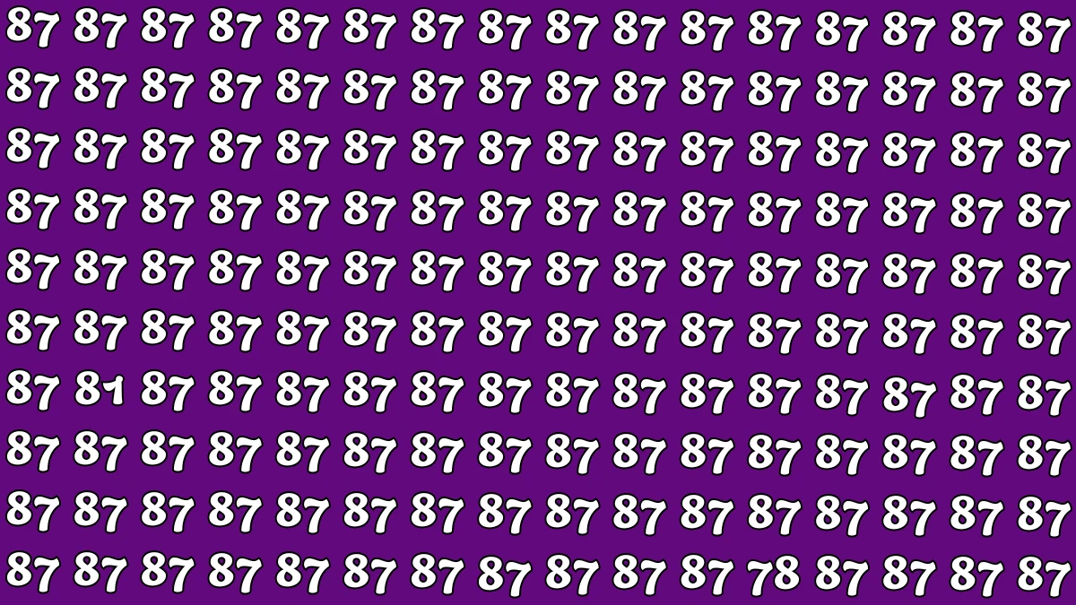 Optical Illusion: Within 7 Seconds Spot The Number 78 and 81among 87s