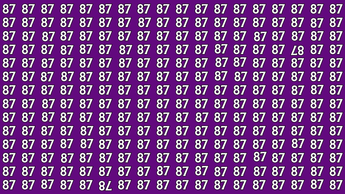 Optical Illusion: Within 8 Seconds Spot The Inverted 87 and 78 among 87s