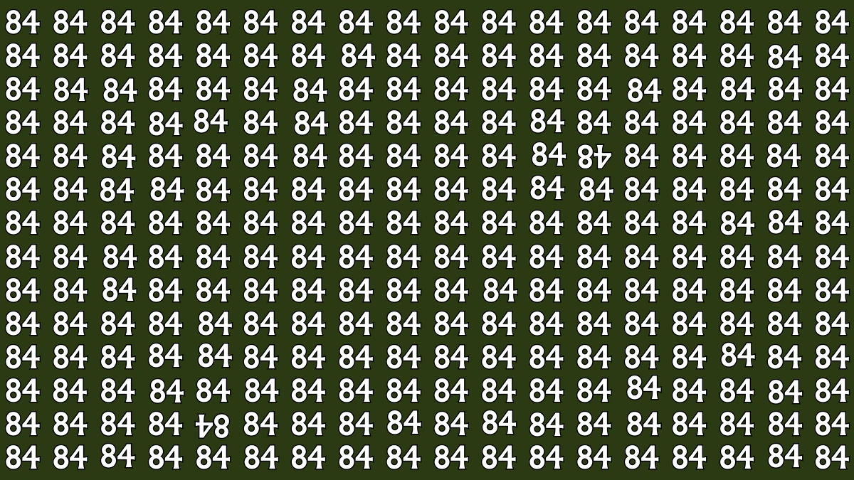 Optical Illusion: Within 9 Seconds Spot The Inverted 48 and 84 among 84