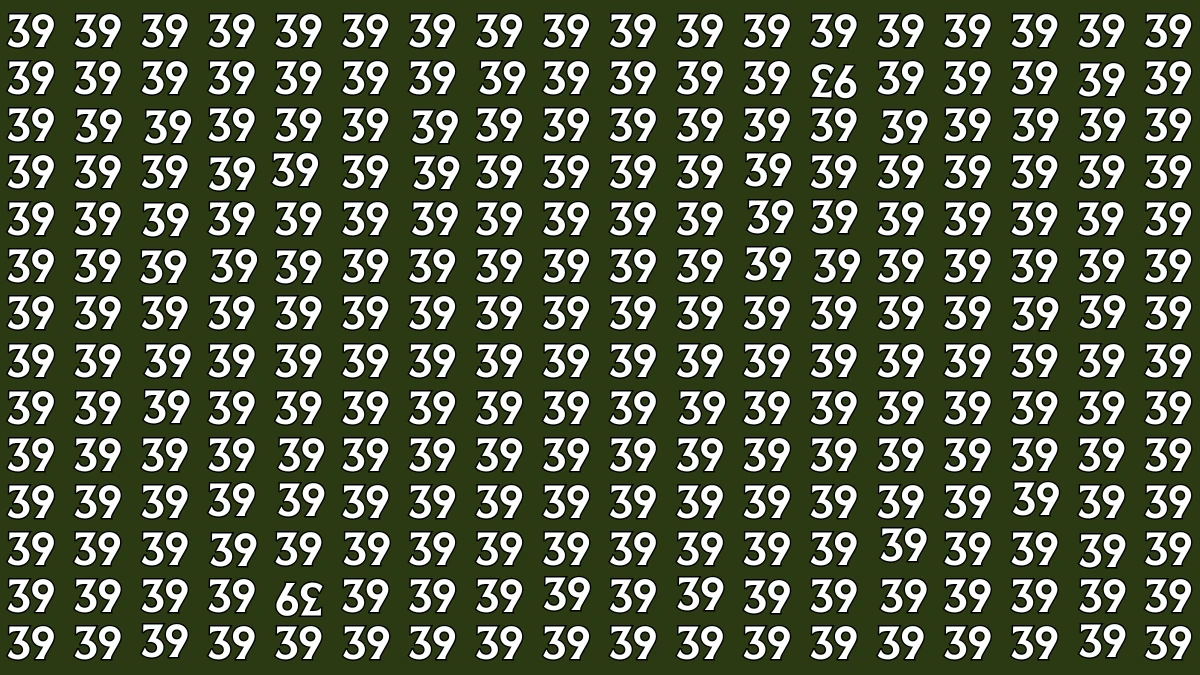 Optical Illusion: Within 9 Seconds Spot The Inverted 93 and 39 among 39s