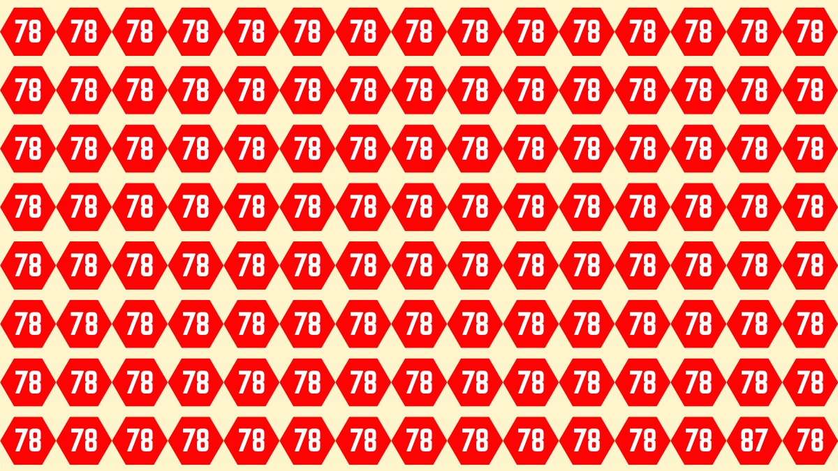 Optical Illusion: You will be renamed a genius if you can spot hidden number 87 among 78 within 10 seconds!