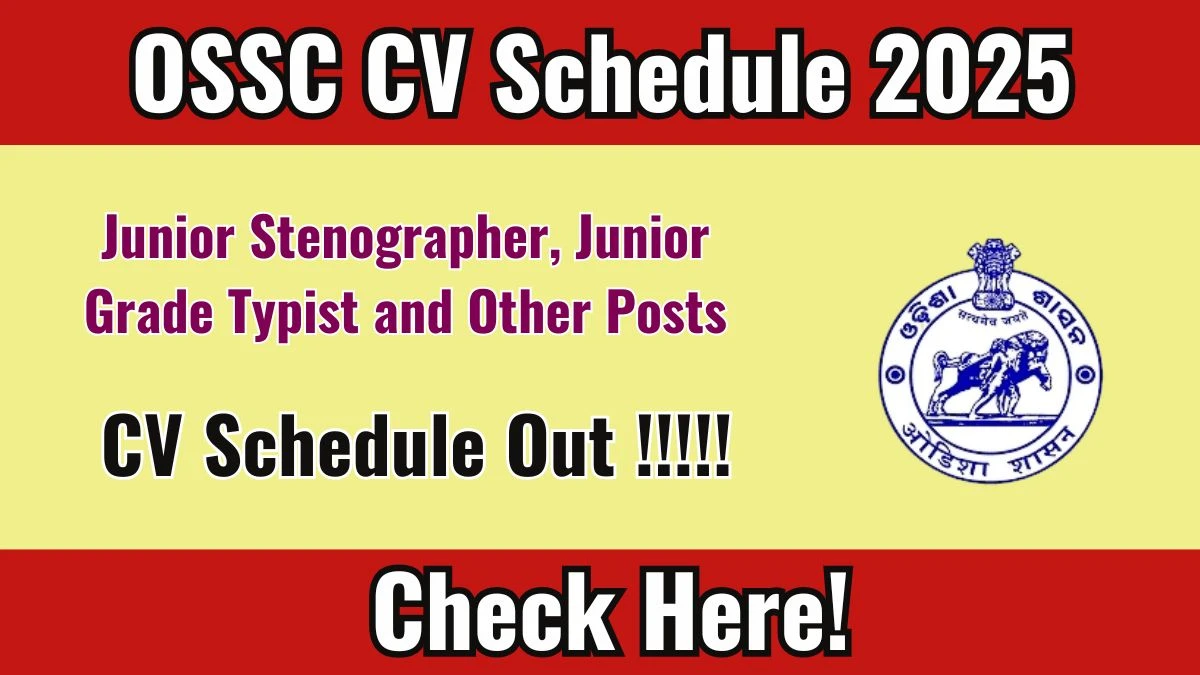 OSSC CV Schedule 2025 Released – Check Certificate Verification Dates for Junior Stenographer, Junior Grade Typist, and Other Posts at ossc.gov.in