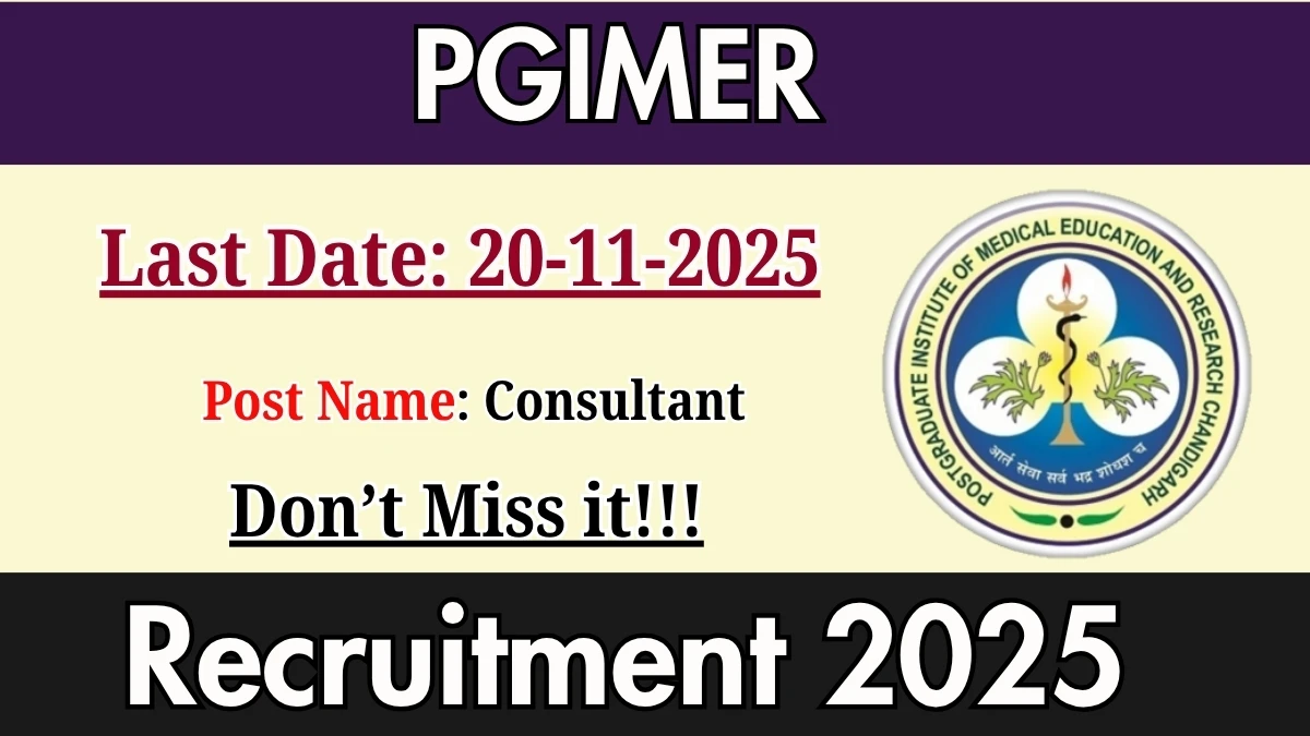 PGIMER Consultant Recruitment 2025 - Apply Offline PGIMER Consultant Recruitment 2025 - Apply Offline