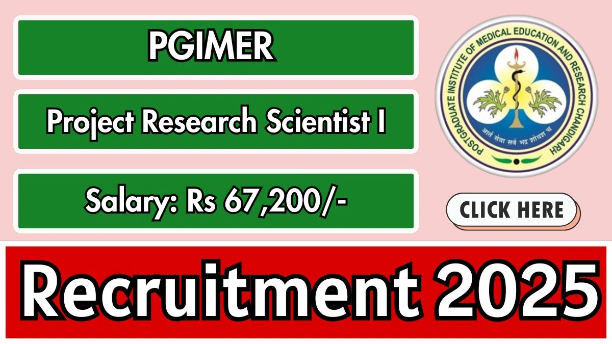PGIMER Project Research Scientist I Recruitment 2025 - Apply Online PGIMER Project Research Scientist I Recruitment 2025 - Apply Online