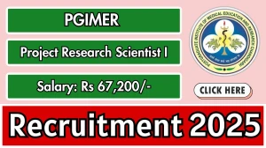 PGIMER Project Research Scientist I Recruitment 2025 - Apply Online