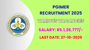 PGIMER Recruitment 2025 - Apply Offline for 05 Project Manager, Scientist B and More Posts