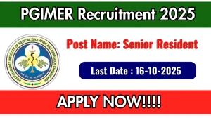 PGIMER Senior Resident Recruitment 2025 - Apply Offline
