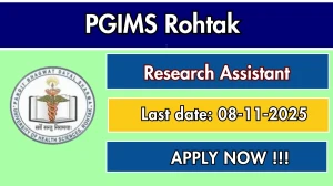 PGIMS Rohtak Research Assistant Recruitment 2025 - Apply Offline