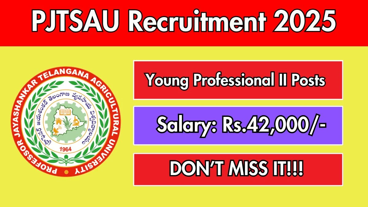 PJTSAU Young Professional II Recruitment 2025 – Walk in for 1 Posts PJTSAU Young Professional II Recruitment 2025 – Walk in for 1 Posts