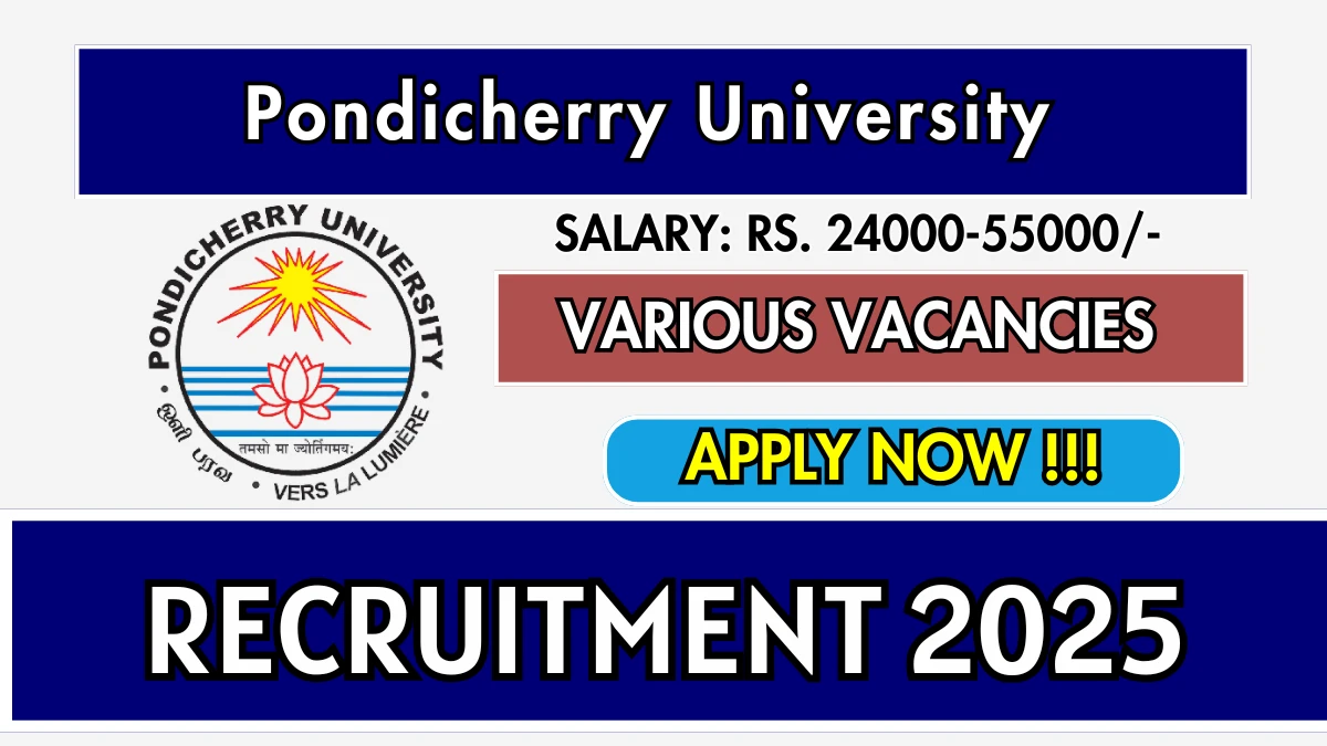 Pondicherry University Recruitment 2025 - Apply Offline for 03 Senior Project Associate, Project Assistant Posts Pondicherry University Recruitment 2025 - Apply Offline for 03 Senior Project Associate, Project Assistant Posts