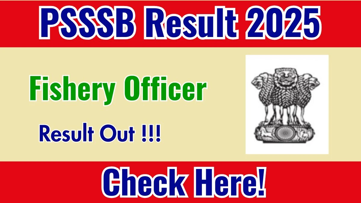 PSSSB Fishery Officer Result 2025 Out at sssb.punjab.gov.in, Direct Link to Download Result PDF Here
