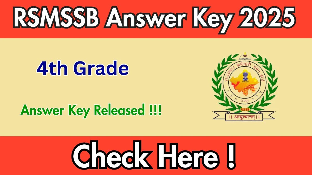 Rajasthan 4th Grade Answer Key 2025 Out -Download Now at rssb.rajasthan.gov.in
