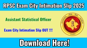 RPSC Assistant Statistical Officer Exam City Intimation Slip 2025 OUT Download Link rpsc.rajasthan.gov.in RPSC Assistant Statistical Officer Exam City Intimation Slip 2025 OUT Download Link rpsc.rajasthan.gov.in