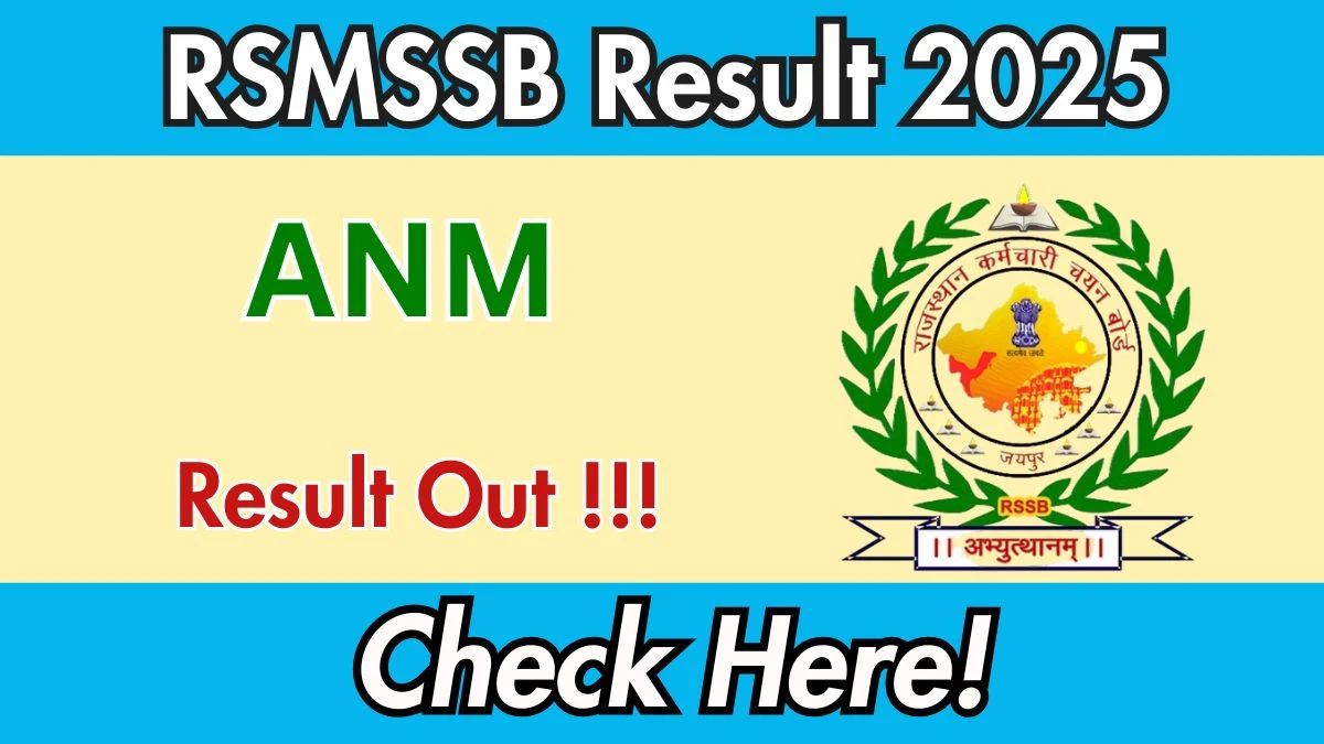 RSMSSB ANM Result 2025 Out at rssb.rajasthan.gov.in, Direct Link to Download Result PDF Here