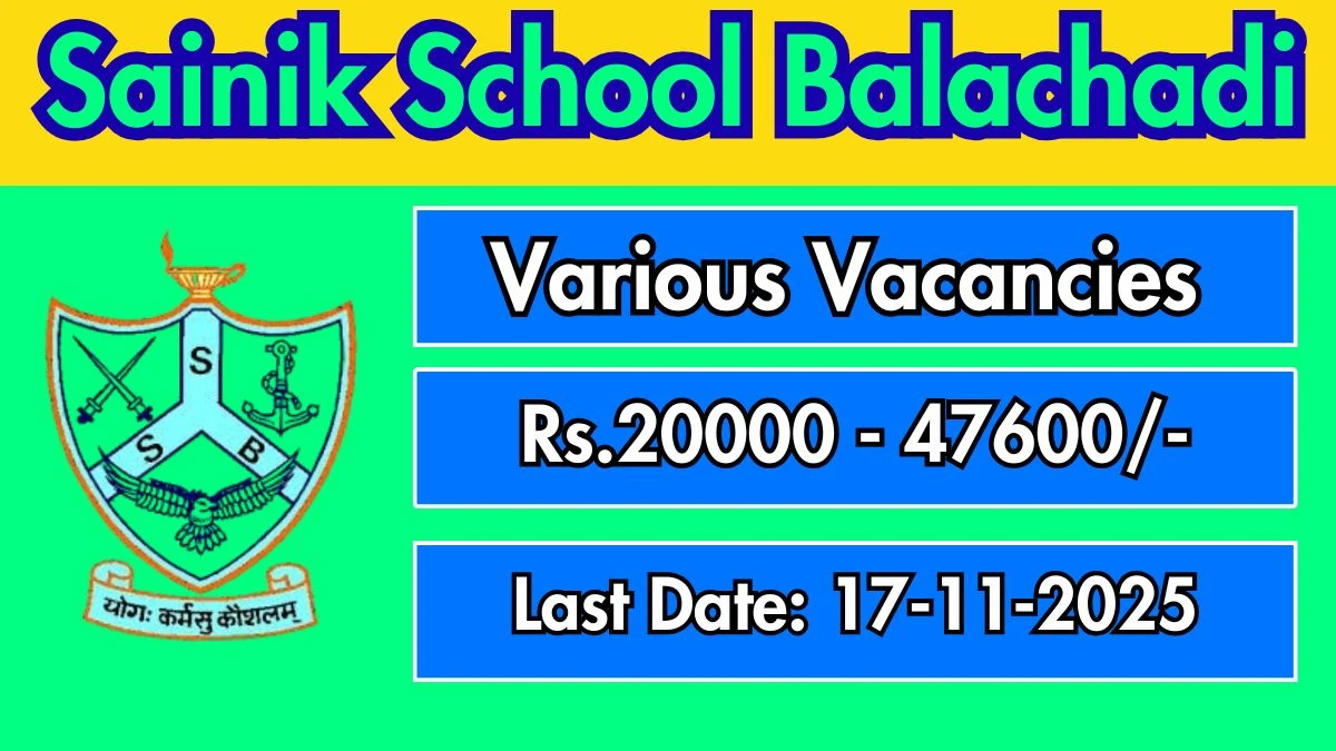 Sainik School Balachadi Recruitment 2025 - Apply Offline for 8 Ward Boys, Nursing Sister and More Posts Sainik School Balachadi Recruitment 2025 - Apply Offline for 8 Ward Boys, Nursing Sister and More Posts