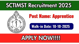 SCTIMST Apprentice Recruitment 2025 – Walk in