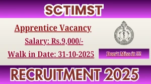 SCTIMST Apprentice Recruitment 2025 – Walk in