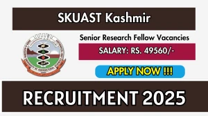 SKUAST Kashmir Senior Research Fellow Recruitment 2025 - Apply Offline for 01 Posts SKUAST Kashmir Senior Research Fellow Recruitment 2025 - Apply Offline for 01 Posts