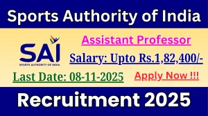 Sports Authority of India Assistant Professor Recruitment 2025 - Apply Online