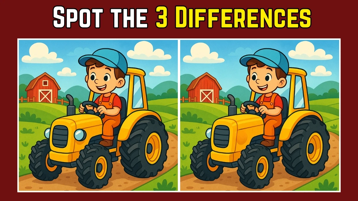 Spot the 3 Difference: Only 5 out of 50 can spot the 3 differences in the Man Driving a Tractor in in 12 Seconds